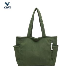 Fashionable Womens Corduroy Tote Bag with Spacious Interior Perfect for Work Travel and Casual Events[Vodool Center]