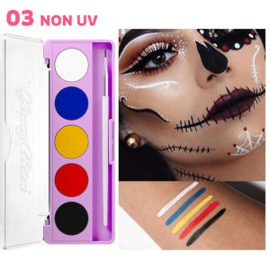 5 Cores UV Glow Paint Fluorescent Neon Oil Fac-e Body Cosmetic Palette For Halloween Party Paint Fancy Dress Kid Cosplay Makeup