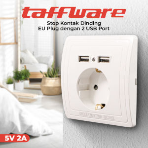 Stop Kontak Plug EU +2 USB Port Dinding Tembok Colokan Socket SCN2