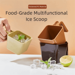 CEMOMEF 350/470/590ML Ice Scoop Square Shape Comfortable Grip Measuring Cup Smooth Surface Multi-functional Ice Shovel Coffee Shop Gadget