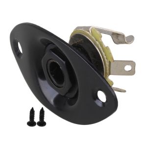 Electric Bass Guitar Jack Socket Oval Indented Guitar Jack Plate  1/4 Output Input Socket with Oval Style Plate