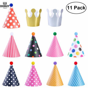 🔥SG LOCAL STOCK🔥11 Pieces Happy Birthday Party Hat Set Polka Dot DIY Cute Handmade Cap Crown Shower Baby Decoration Boy Girl Gifts Supplies