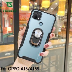 Toosci Fashion Simple Transparent Clear Armor Candy Color Phone Case for OPPO A12/A15/A15S/A3S/A5S A5/A7/A9 A31/A32/A33/A53/A54 A92/A72/A52 A91/A93/A94 F11 Pro/F9 with Car Magnetic Ring Holder Shockproof Back Cover