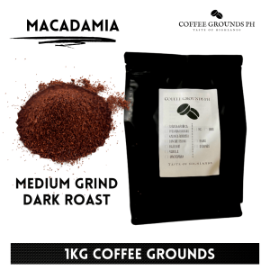 Coffee Grounds PH - Macadamia 1kg | Medium Grind x Dark Roast | Organic Coffee For French Press and Cold Brew