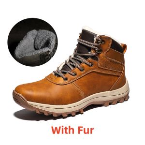 Giày nam chống nước mùa đông thủ công Giày Boot đi tuyết ngoài trời da xẻ siêu ấm sang trọng cho nam giày thể thao cỡ lớn 46 47 48 mắt cá chân nam Ủng chống trượt Giày đi ngoài trời