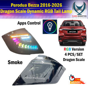 Perodua Bezza (2016-2026) V3 Dragon Scale RGB Albino Tail Lamp Tail Light LED Brake Light DRL Daylight Running Light
