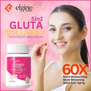 Elgine Wellness White Glow Collagen + Gluta + Vit C 60 Caplets Food Supplement Whitening Anti-Aging