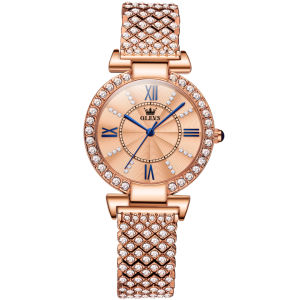 OLEVS 9942 Women Fashion Quartz Watch Gift Stainless Steel Watchband Round-dial Wristwatch