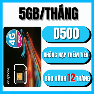 Sim 4G Vinaphone trọn gói 1 năm D500/D219 nhà mạng vina dung lượng cao Sim 4G di động và dcom sài internet 12 tháng miễn phí FREESHIP - CHƯA KÍCH HOẠT.