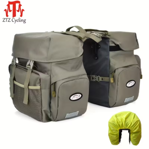 ZTZ 50L Bicycle Pannier Bags Waterproof Bike Rear Seat Bag for MTB Carrier with Reflective Trim & Rain Cover Fits Width Less Than 6.3 Inches Rack