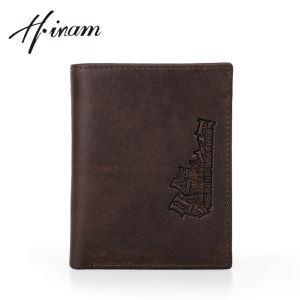 Hiram Nam Ví ngắn gập đôi da thật RFID chặn Ví đựng xu Ví đựng thẻ tín dụng ví đựng tiền ví ví Nam Túi