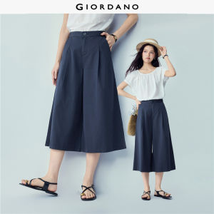Giordano Beau Monde Women 100% cotton pleated wide leg culotte pants Free Shipping 13426420