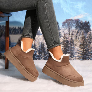 SHUNAICHI Winter snow boots womens 2024 new casual velvet short boots womens cotton boots outer wear thick-soled snow boots wholesale