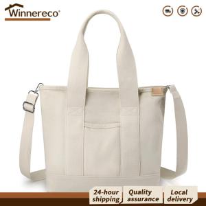 [Winnereco Flagship Mall]กระเป๋าสะพายข้างผู้หญิงผ้าฝ้ายความจุเยอะน้ำหนักเบาใช้งานง่ายสำหรับเดินทางและทำงานสีม่วง