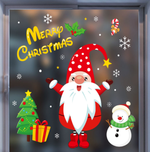 DECAL NOEL – Hít Tĩnh Điện Dán Kính Ông Già Noel Và Người Tuyết Mừng Merrychrismast