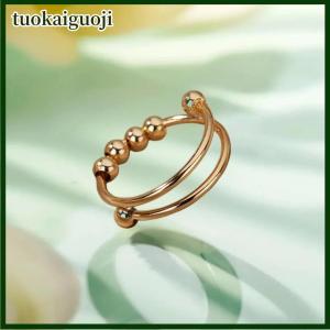 tuokaiguoji Lo lắng bóng hạt nhẫn cho phụ nữ mở spinner ngón tay có thể điều chỉnh vòng thép không gỉ xoay tự do chống căng thẳng Đồ trang sức quà tặng