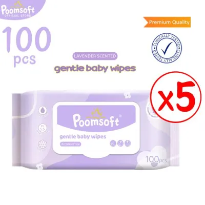 Poomsoft ลาเวนเดอร์ ทิชชู่เปียก 500แผ่น 5แพ็ค Baby Lavender