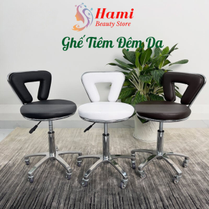 Ghế xoay spa có tựa lưng tam giác cao cấp | Ghế phun xăm | Ghế tiêm tựa lưng 3 màu đen - trắng - nâu