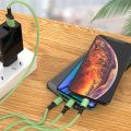 [silicone] 3-in-1 charging cable for Micro/Phone/Type-C fast charging data cable USB charging cable. 