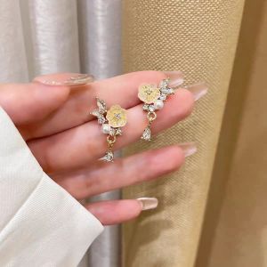 Fashionable Ring Gift s925银针法式复古珍珠花朵耳环女夏高级感超仙气质精致设计感耳针