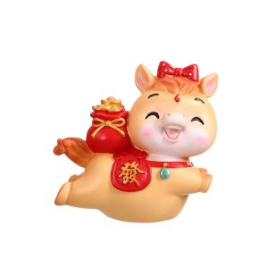 SDFSF Year of The Horse 2026 Horse Year Mascot Cute Resin Horse Figures Ornament Gift Idea Lifelike Horse Statue New Year Gift