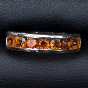 แหวนออเรนจ์แซฟไฟร์ ตัวเรือนเงินแท้ 92.5% ชุบทองคำขาว ไซส์นิ้ว 51 หรือ 6 US