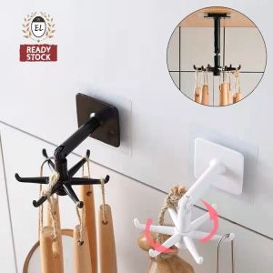 360 Degree Rotating Hook🔥Ready Stock🔥Kitchen 6 Claws Spatula Hanging Holder Wall Mounted Cangkuk Dapur 旋转厨房挂钩