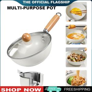 【New Arrival】 Ceramic Wok Pan with Lid Woks & Stir-Fry Pans with Cool-Touch Handle Round Flat Bottom Cookware for Induction Ceramic Electric and Gas Cooktops