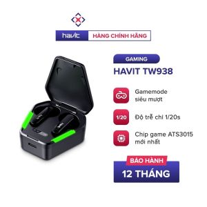 Tai Nghe Gaming True Wireless HAVIT TW938 Bass Chất Game Mượt Chip ATS3015 - Độ Trễ Cực Thấp 0.05s - Hàng Chính Hãng Bảo Hành 12 Tháng