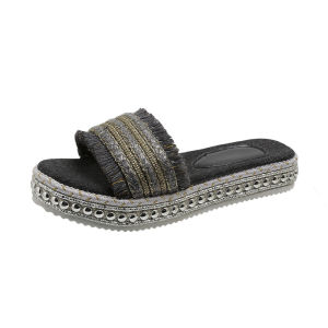 [Free Shipping] Spring And Autumn New Trendy Fashion Denim-Style Fisherman Sandals With Thick Soles For Casual Outdoor Wear And Height-Increasing Sandals For Women