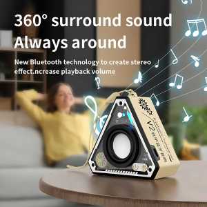 MECHA V2 Speaker Segitiga Portable Tanpa kabel Bluetooth 5.3 TWS HiFi Stereo Sound 500mAh - V2/ speaker bluetooth Audio Subwoofer full bass mini lucu / Speaker Bluatooth Tanpa Kabel Mini Unik Bagus