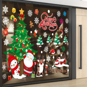 DECAL NOEL – Hít Tĩnh Điện Dán Kính Ông Già Noel Tuần Lộc Người Tuyết 04-JC-A71(35*50cm*2)