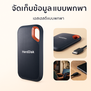 ฮาร์ดไดรฟ์พกพาแบบโซลิดสเตต 6TB พอร์ต USB-C มีความเร็วสูง น้ำหนักเบาพกพาสะดวก