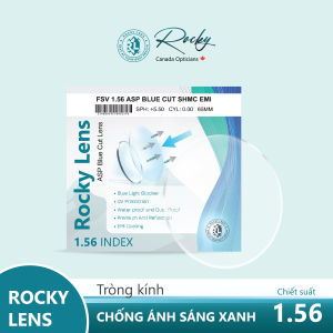 (Loạn tới 6 độ) Tròng mắt kính cận loạn Lọc ánh sáng xanh Smart Blue Rocky Canada - Chiết suất 1.56/1.61/1.67