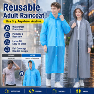 Reusable Transparent EVA Raincoat Poncho Portable Adult Kids Outdoor Travel Rainwear One Piece Clear Rain Cape Non Disposable Waterproof