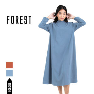 Forest x Hatta Dolmat Ladies Woven Long Sleeve High Neck Midi Dress | Baju Perempuan - 885032 / FK885039