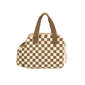 Half-Moon Insulated Lunch Bag Checkered Corduroy Bento Carrier RH2571