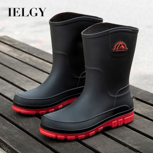 IELGY New Style Mens Waterproof Rain Boots Mid-Tube Fashion Korean Version Set Foot Casual Anti-slip Rain Boots