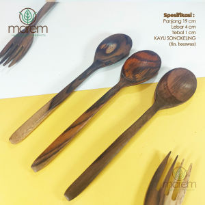 SENDOK GARPU KAYU JATI MAHONI SONOKELING PANJANG 19 CM UNIK
