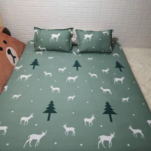 Bộ ga gối poly cotton loại đẹp drap giường bo chun bọc nệm (1 ga + 2 vỏ áo gối) giá rẻ [Cá Voi Xanh]