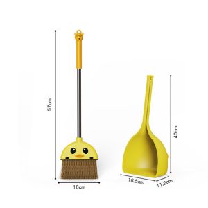 Small Yellow Duck Childrens Broom Dustpan Broom Combo Household Desk Soft Fur Cute Broom Set