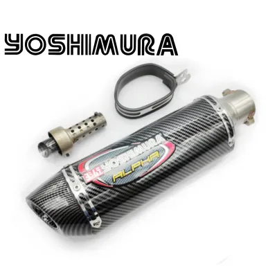 YOSHIMURA Universal Muffler 51mm Tabung Ekzos Silver Carbon LC135 Ysuku Y15 RFS150 185 VF3i RS150 Y15ZR Vespa QPM48