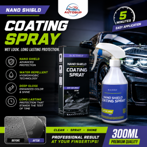 Autosup Nano Shield Coating Spray 300ml - Nano Shield Advanced Protection Water Repellent Technology Deep Gloss Long Lasting Protection Easy Application in 2 Minutes Professional Result.