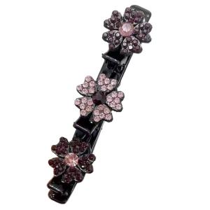 Braided Hair Clips for Women Sparkling Stones Hair Bands 5-Petal Flower Hairpin Duckbill Clip with Rhinestones
