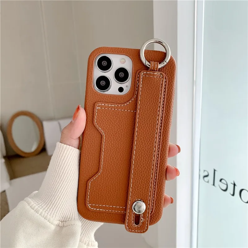 HOCE Luxury card holder wrist strap leather wallet Phone case For