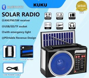 GDLITE KUKU AM-809BTS Solar Radio FM/AM/SW with Built-in Wireless Speaker and Powerful LED Light