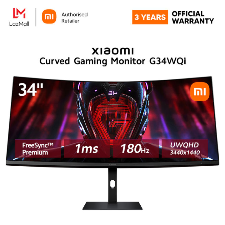 (Official) Xiaomi Curved Gaming Monitor G34WQi 34 Inch 21:9 180Hz High ...