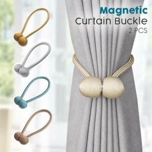 Magnetic Curtain Buckle (2 PCS) Tiebacks Braided Spherical Drapery Holdback Clip