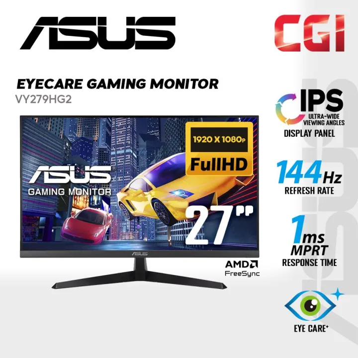Asus 27" VY279HG2 IPS FHD Freesync 144Hz 1ms Eye Care Antibacterial Treatment Gaming Monitor