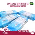 Heart Baby 1/3 PACKS BABY ANNE BODY WIPES EXTRA LARGE PACK BY 54 SHEETS CLASSIC FRAGRANCE. 